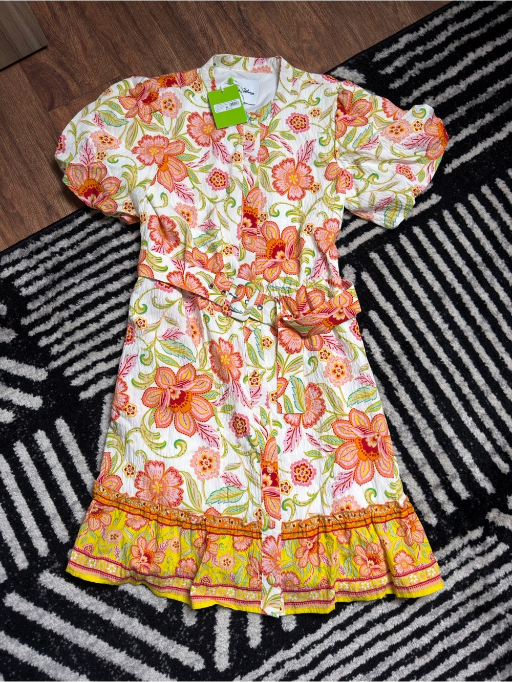 Sam Edelman Floral Mini Dress in White, Orange, Pink, Yellow, Green